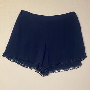 Altar'd State Women's Lightweight Pull On Pom Pom Navy Shorts Size Medium NWOT